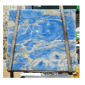 Beautiful Blue Onyx For Stone marble Countertop Tabletop Bathroom Backlit Wall Panels Translucent Blue Onyx Marble Slab