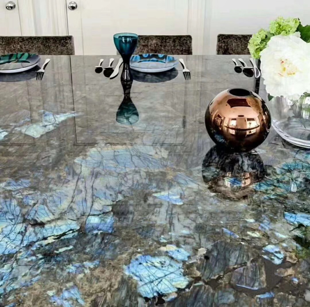 Labradorite Blue Lemure Granite Slabs Tiles Countertop Table