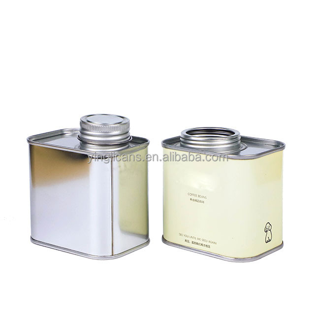 Square tinplate cans luxury coffee bean tin cans empty  airtight  tea cans