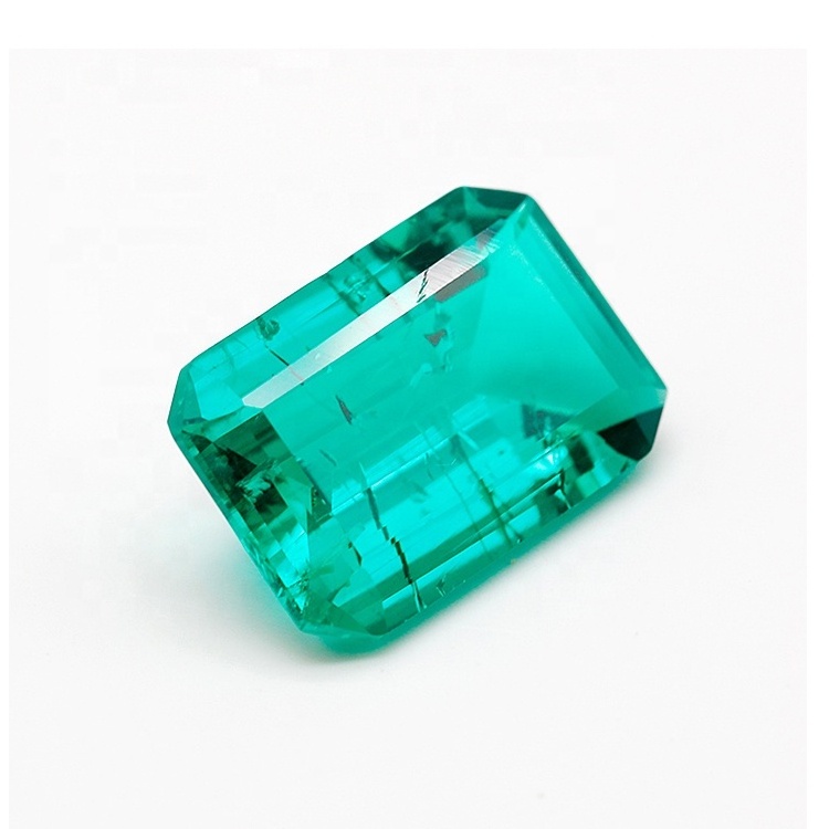 Customized 10.5x16.7mm Emerald Cut Hydro Colombian Emerald