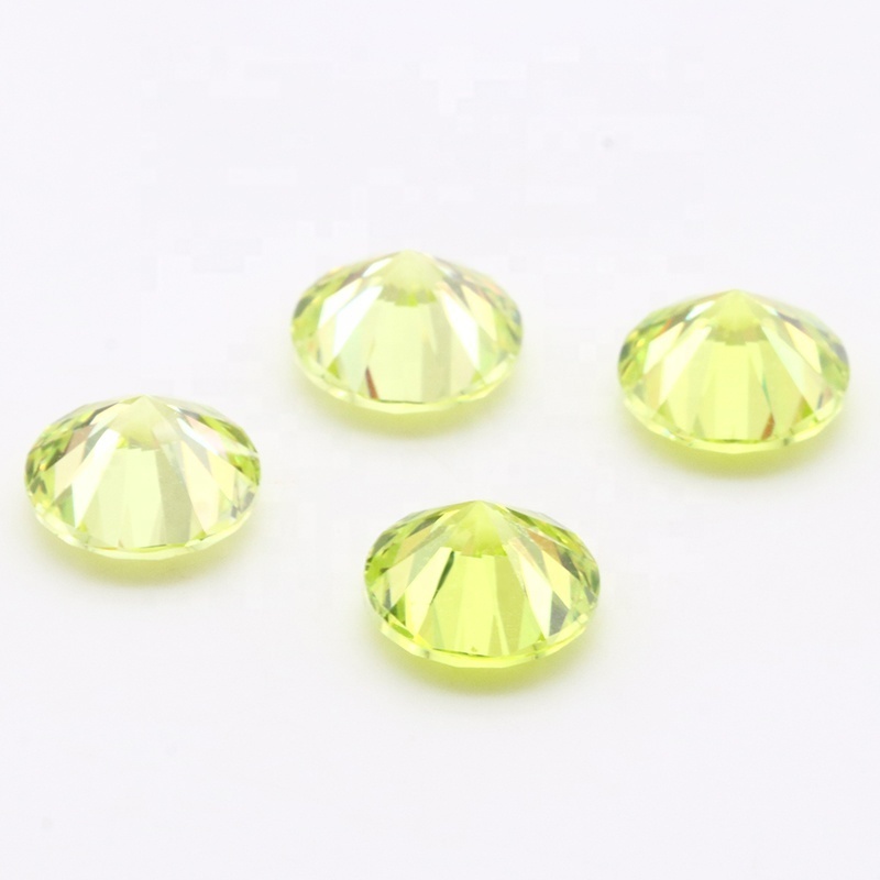 Wholesale price synthetic cz stones all sizes 1mm to 10mm apple green in special round shape loose cubic zirconia gemstones