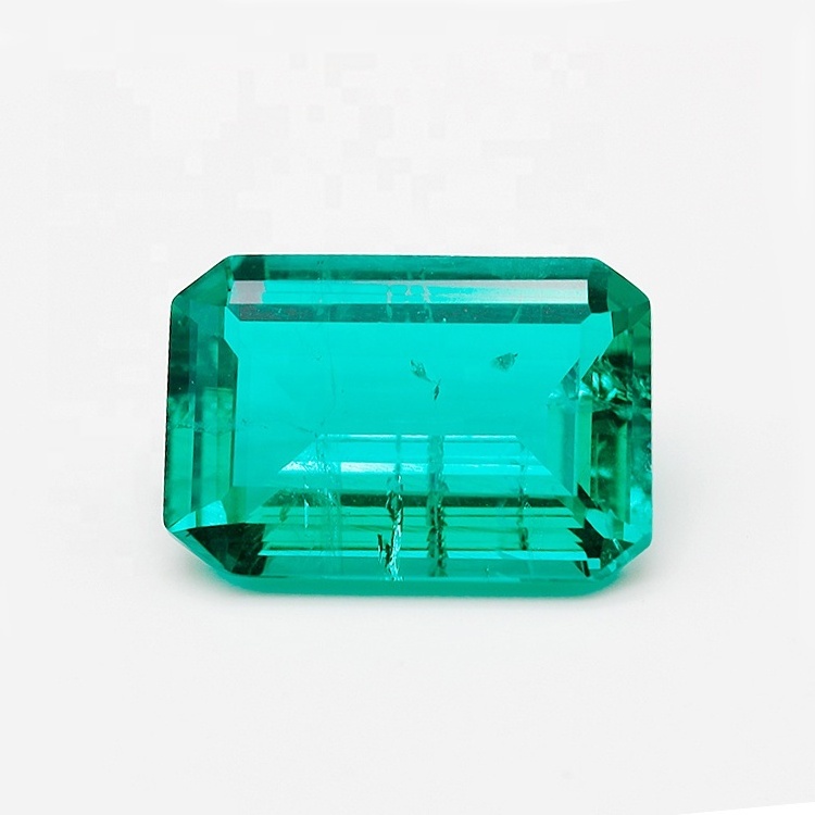 Customized 10.5x16.7mm Emerald Cut Hydro Colombian Emerald