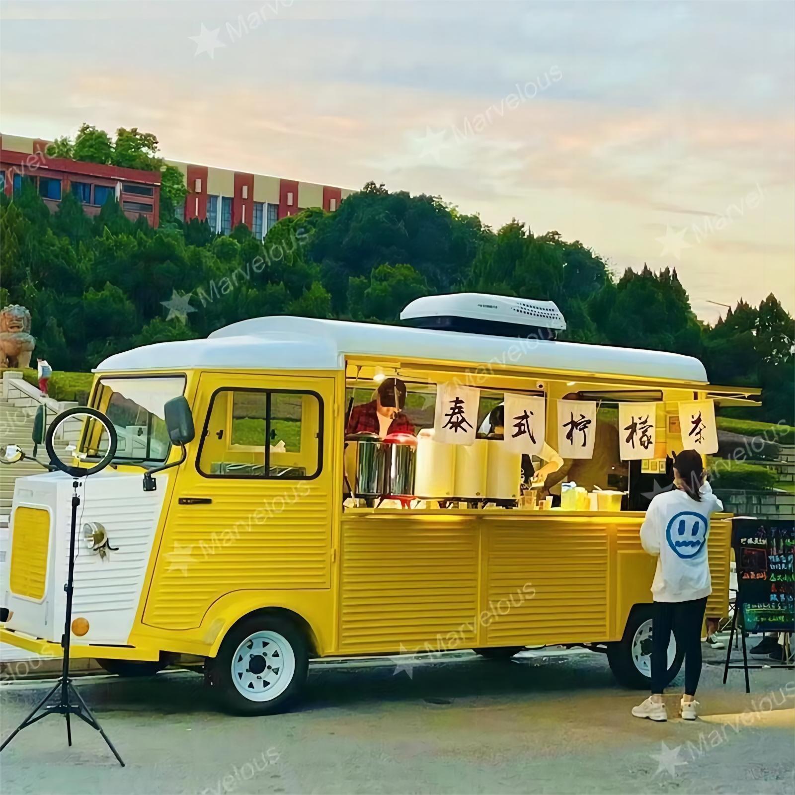 New Type Street Selling Coffee Mobile Food Vending Truck Burgers Fries Ice Cream Bus Fast Food Truck for sale