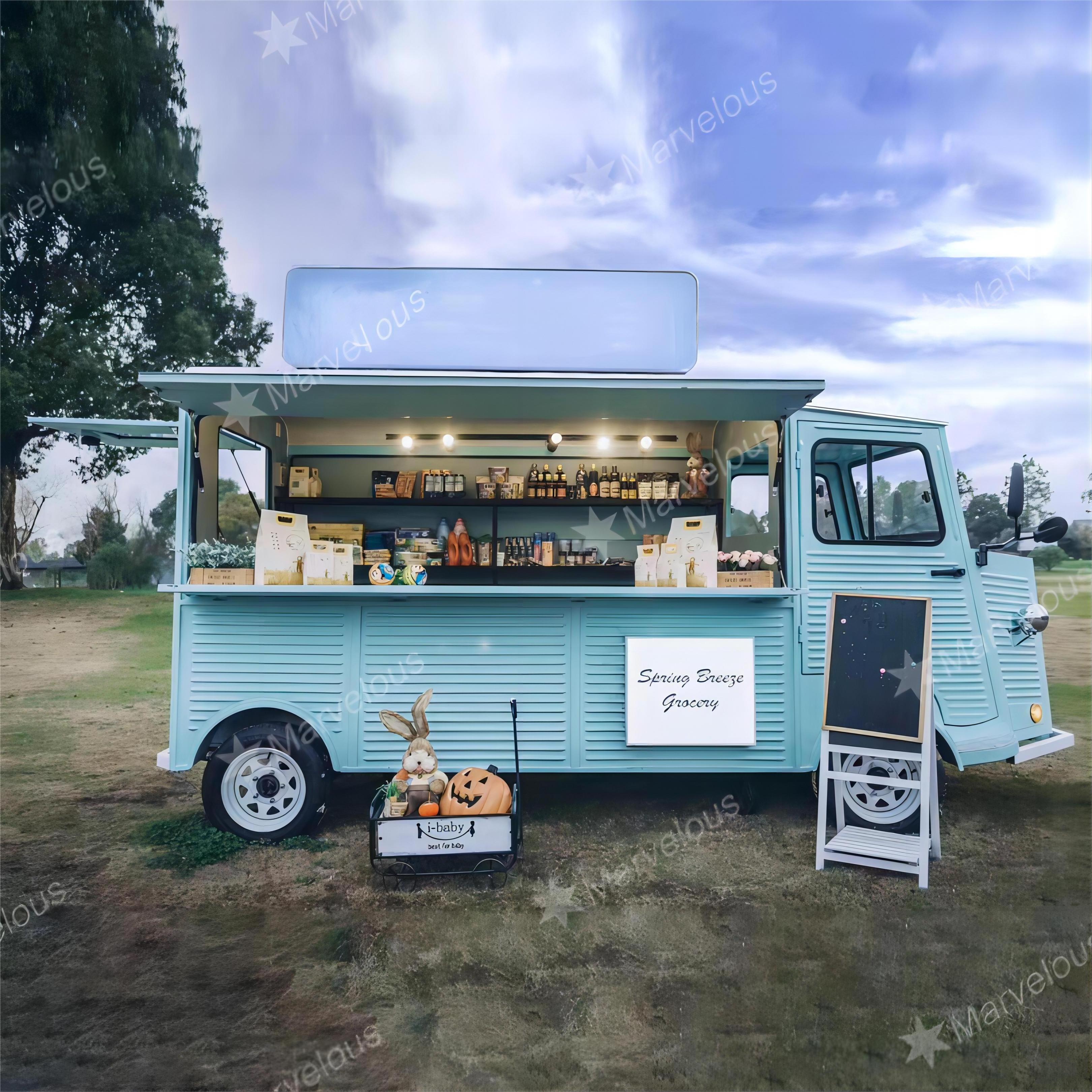 Mobile Food Car with Frozen Yogurt Machine Food Truck with Kitchen Inside Deep Fryer Food Trailer