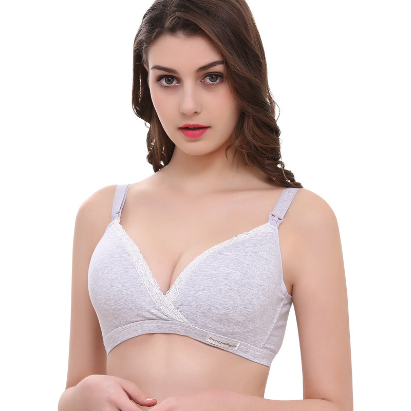 1007# Wholesale cross lactation bra no underwire double button maternity lactation bra push-up non-droopy feeding bra