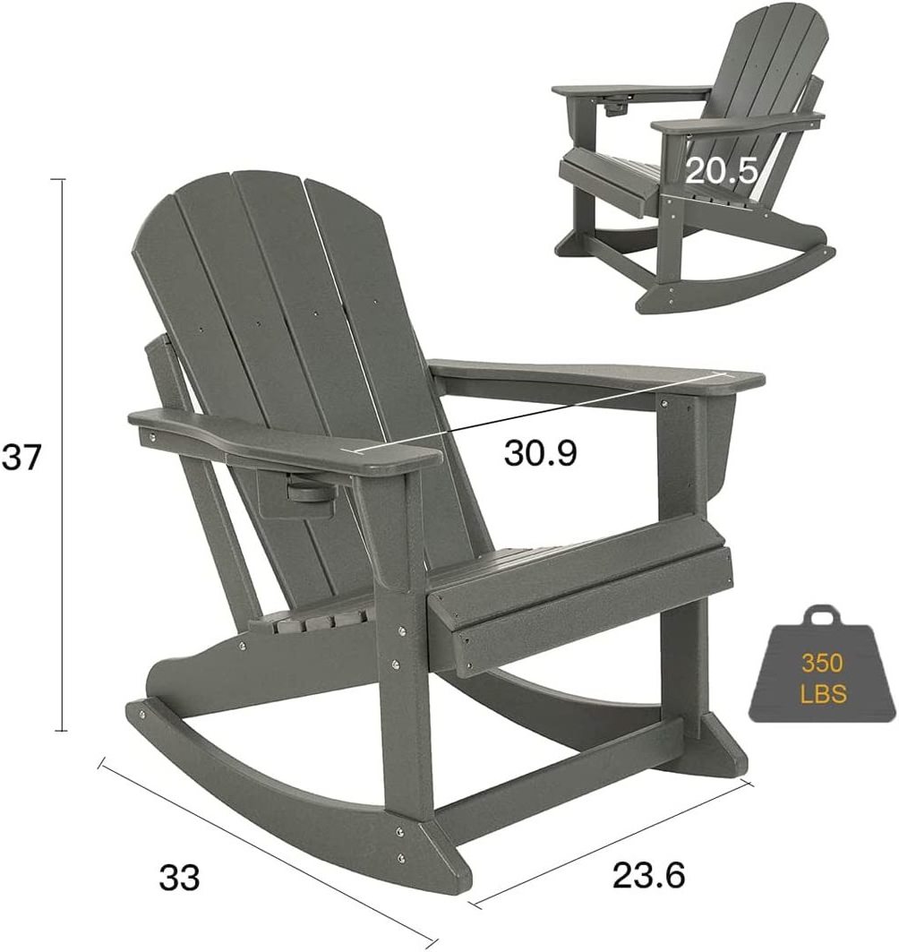 Outdoor Patio Rocking Adirondack Weather Resistant HDPE Garden Rocking Chair Outdoor Leisure Rocker Chair