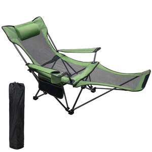 Outdoor Camping Folding Recliner Beach Chair Portable Chaise Mesh Lounge Chaise Chair