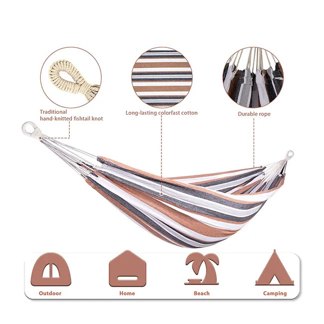 Outdoor Camping Gear Hiking Hammock Portable Folding Double Canvas Hammock Swing