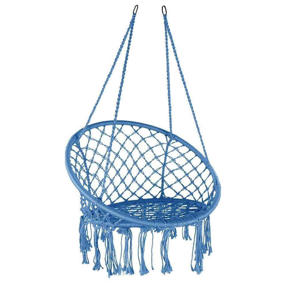 Patio Deck Garden Macrame Hanging Hammock Chair Hand Woven Rope Swing Hanging Chair