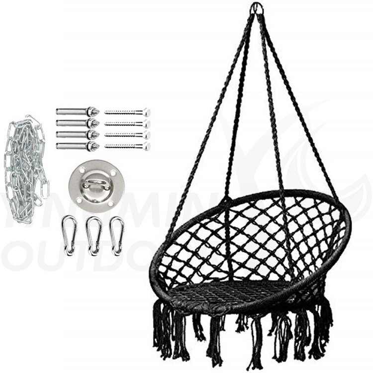 Hammock Chair Macrame Swing with Cushion and Hanging Hardware Kits