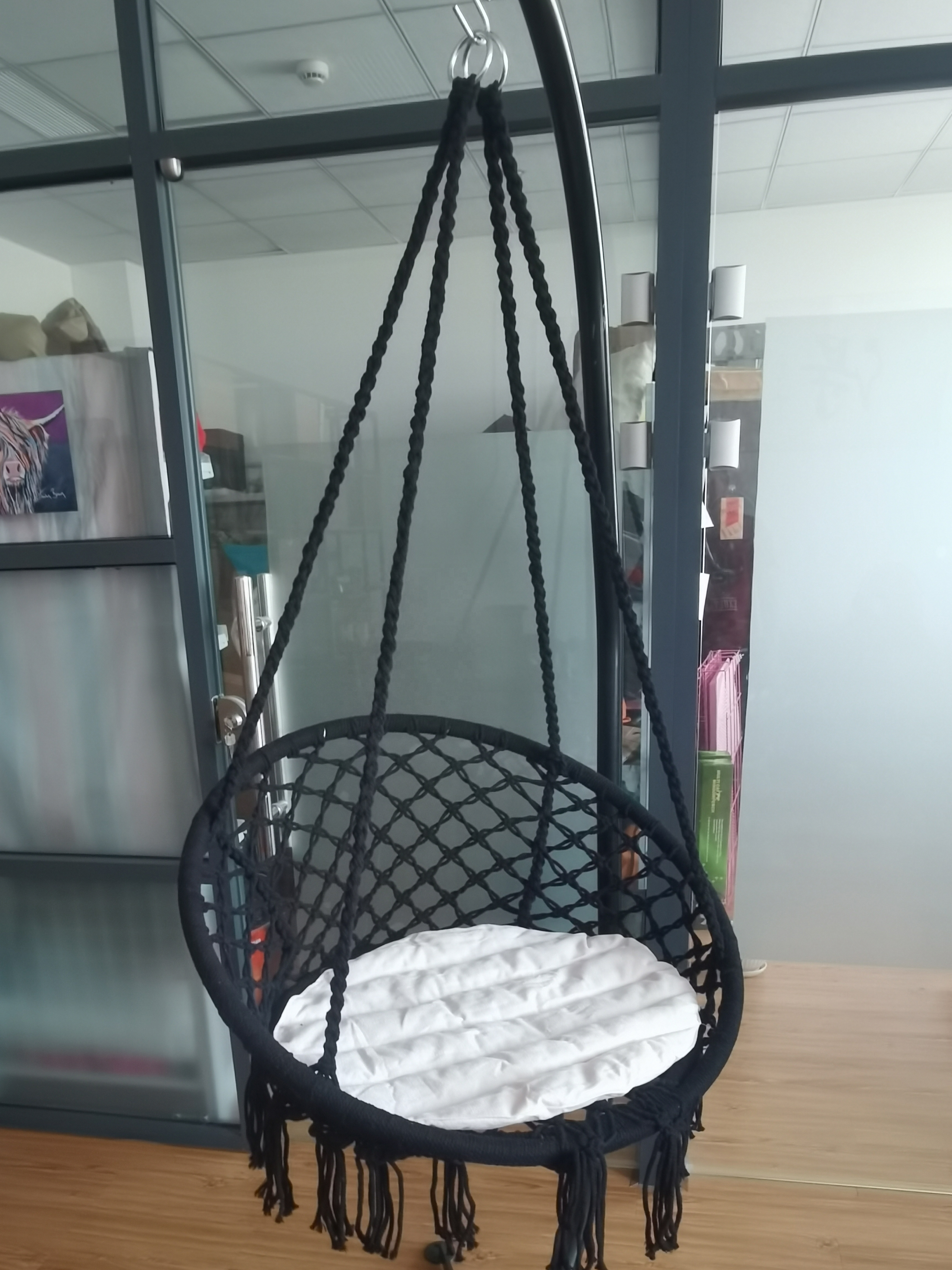 Hammock Chair Macrame Swing with Cushion and Hanging Hardware Kits