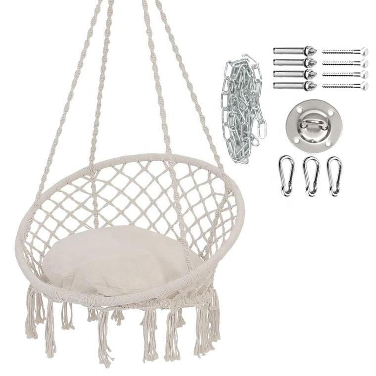 Garden Macrame Hammock Swing Chair Hanging Hardware Kits Outdoor Furniture