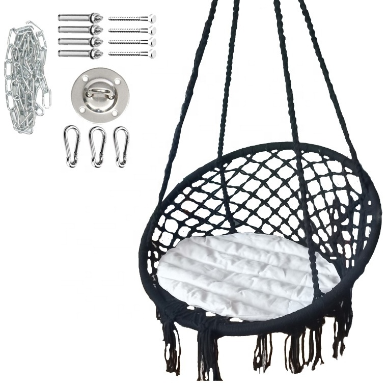 Garden Macrame Hammock Swing Chair Hanging Hardware Kits Outdoor Furniture