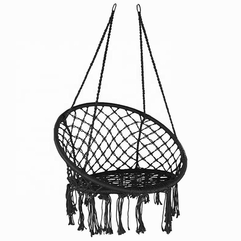 Handmade Cotton Rope Hanging Macrame Hammock Chair with Hanging Swing Hardware Kits