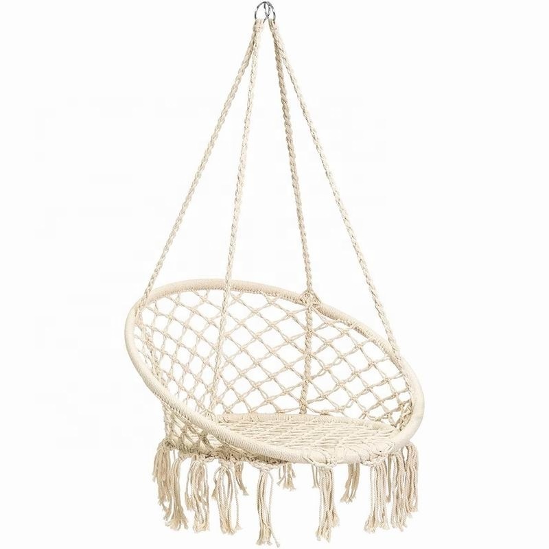 Outdoor Indoor Patio Macrame Hammock Chair Hanging Swing Chair Hardware Kits and Cushion