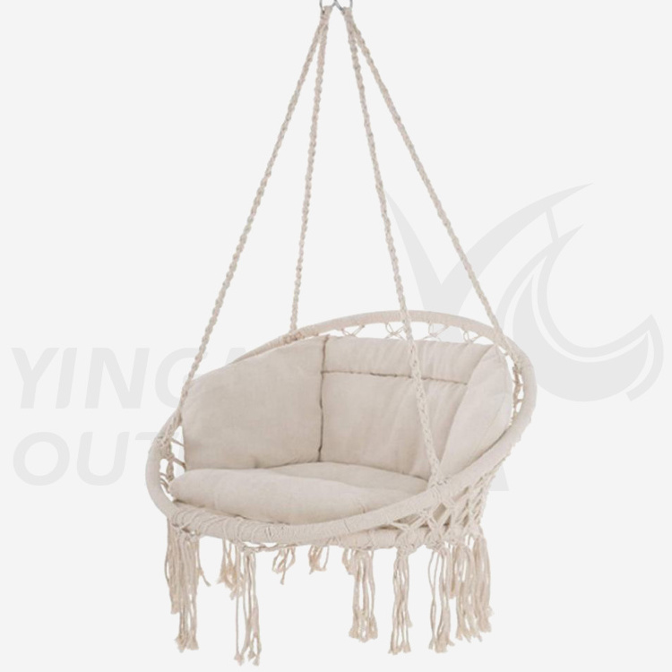 Patio Round Handmade Cotton Rope Hanging Seat Macrame Swing Bed Hammock