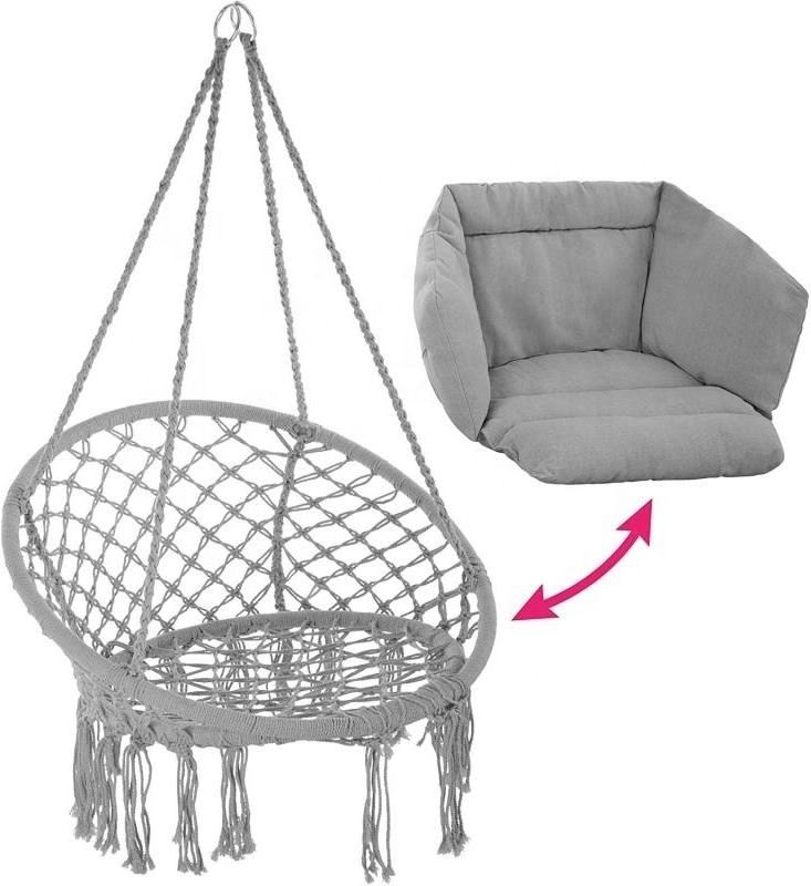 Patio Round Handmade Cotton Rope Hanging Seat Macrame Swing Bed Hammock