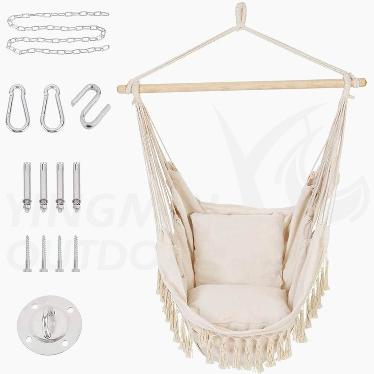 Outdoor Garden Hanging Swing Chair Hammock Camping With Wooden Hammock Chair Boho Hammock