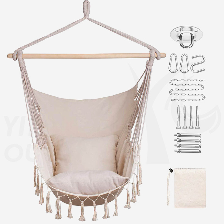 Patio Hanging Chair Garden Swing Chair Hammock Camping With Wooden Hammock Chair Boho Hammock