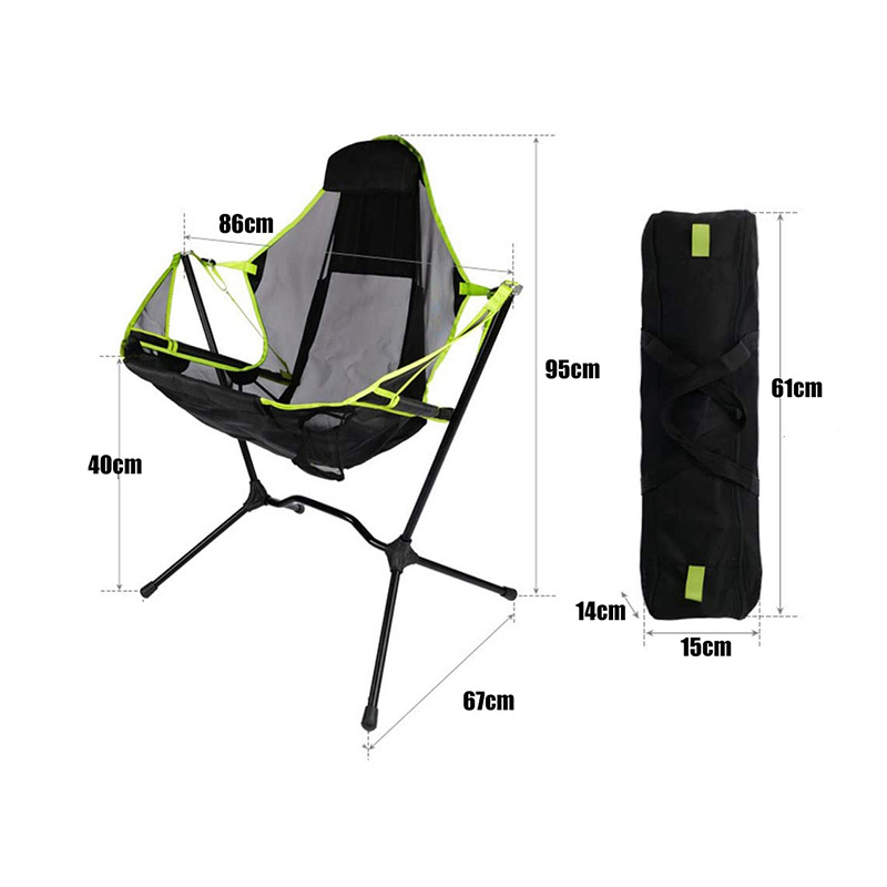 Outdoor Garden Folding Fishing Chair Camping Rocking Chair Swing Patio Recliner