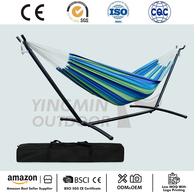 Outdoor Portable Double Cotton Hammock Hanging Bed Canvas Hammocks with Stand