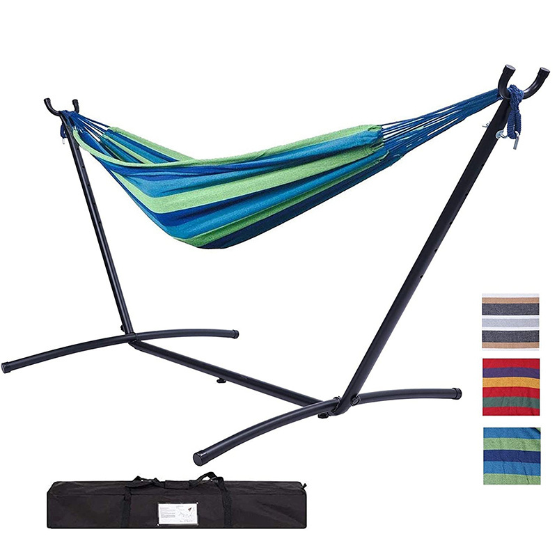 Outdoor Portable Double Cotton Hammock Hanging Bed Canvas Hammocks with Stand