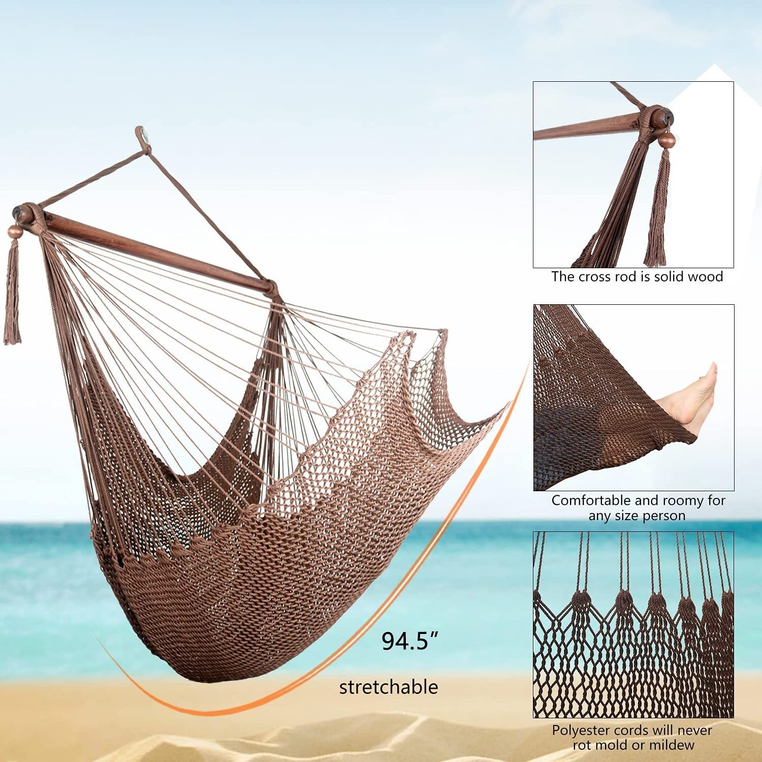 Caribbean Caribbean Hammock Chair with Footrest Hanging Chair