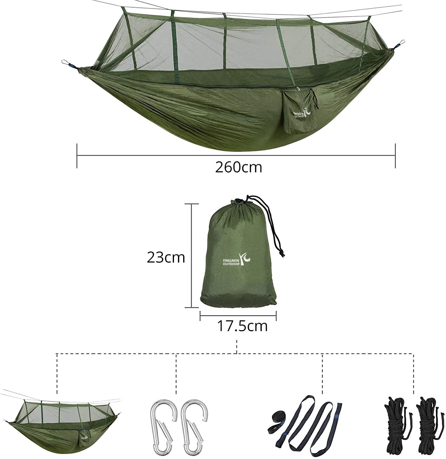 Parachute Camping Hammock with Mosquito Net Outdoor Swing Hammocks for Camping Hiking Traveling