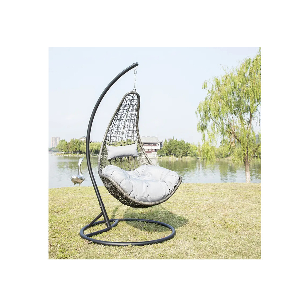 Wicker Rattan Patio Garden Swing Chair Hammock Outdoor Patio Porch Lounge Hanging Chair with Stand