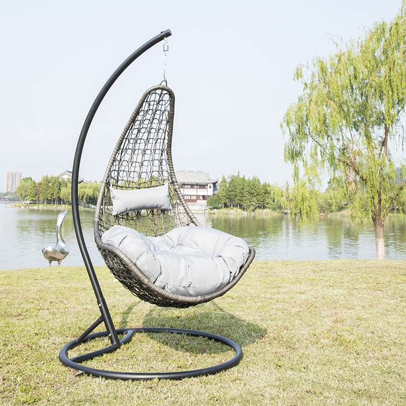 Wicker Rattan Patio Garden Swing Chair Hammock Outdoor Patio Porch Lounge Hanging Chair with Stand