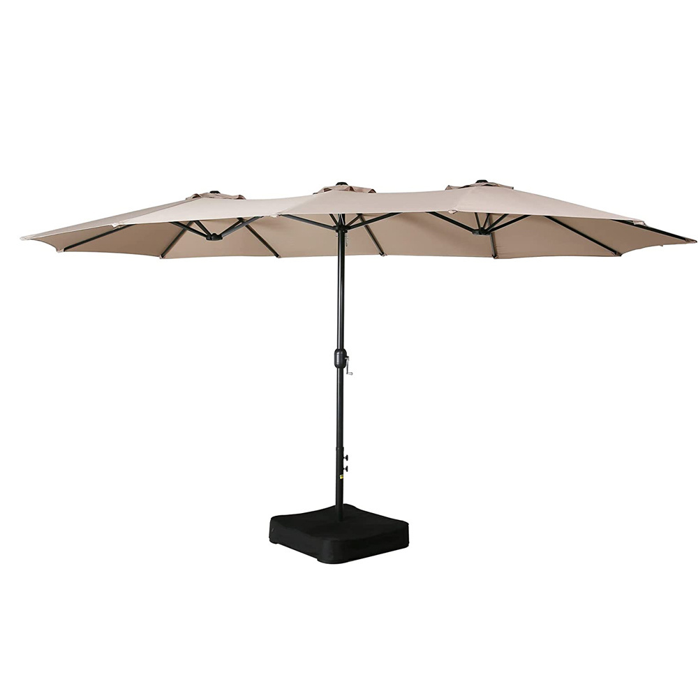 15 Ft Large Double-Sided Outdoor Patio Market Poolside Beach Umbrella Parasol with Crank