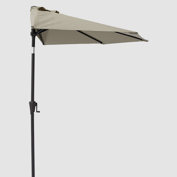 9-FT Half Round Patio Umbrella Half Sun Umbrella for Patio Garden Poolside Market Umbrella