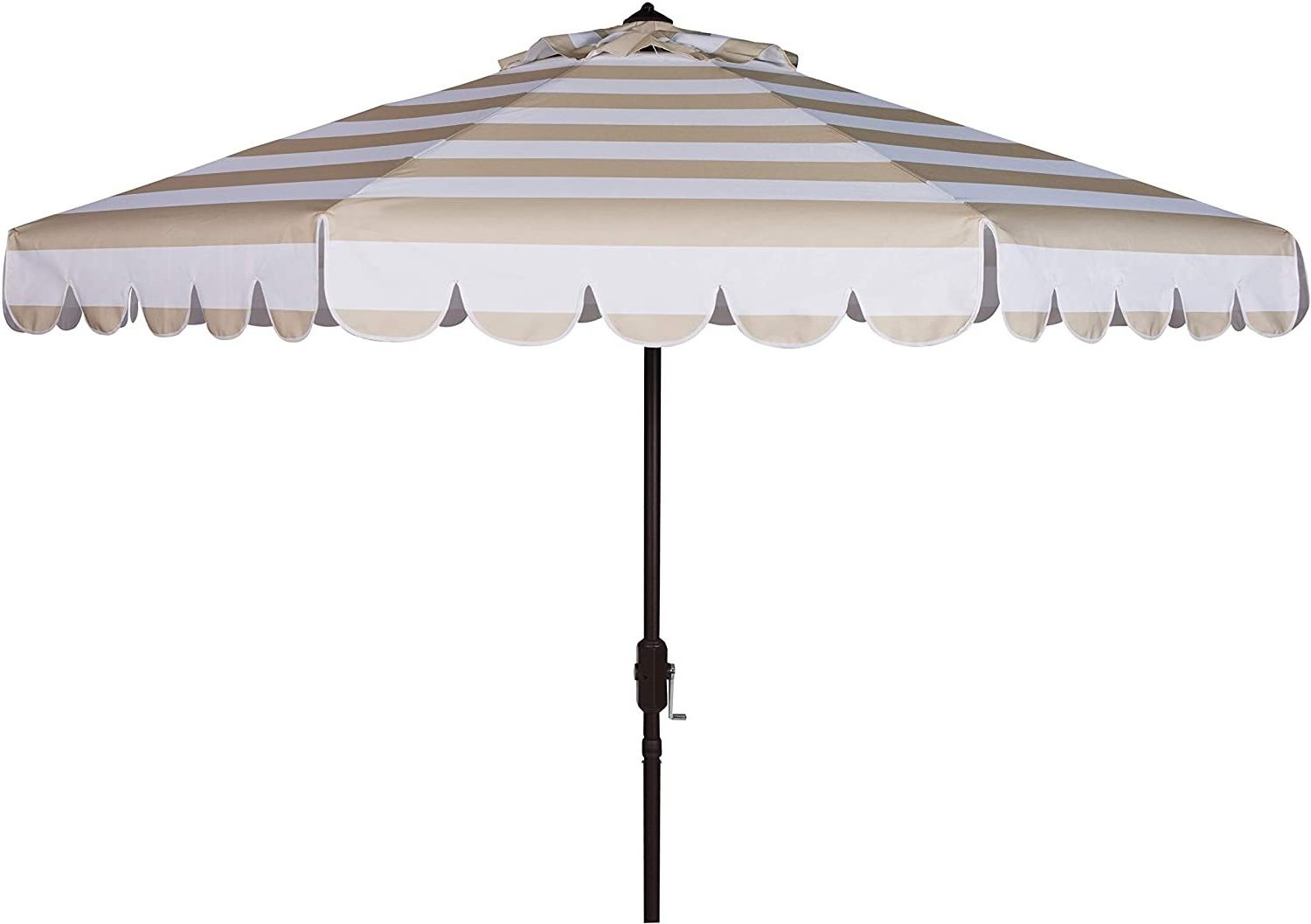 9 FT Outdoor Market Umbrella Garden Black and White Striped Parasol Patio Poolside Beach Auto Tilt Sun Umbrella