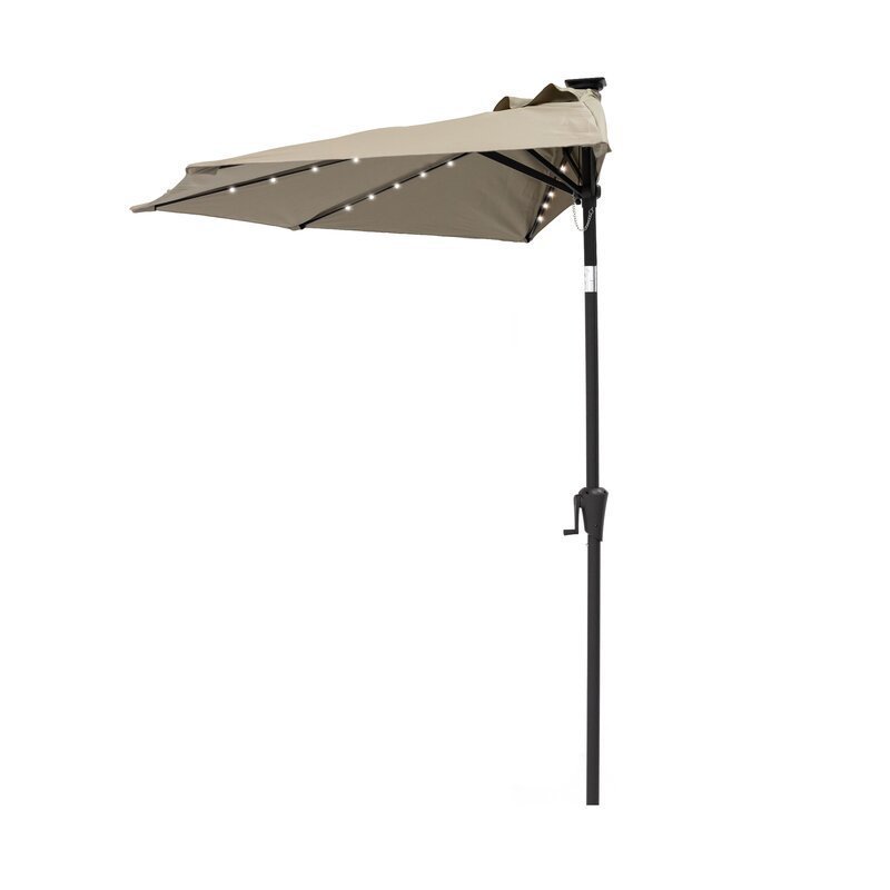 9 ft Half Round Outdoor Market Patio Table Umbrella with Tilt Outdoor Patio Poolside Sun Parasol Umbrella