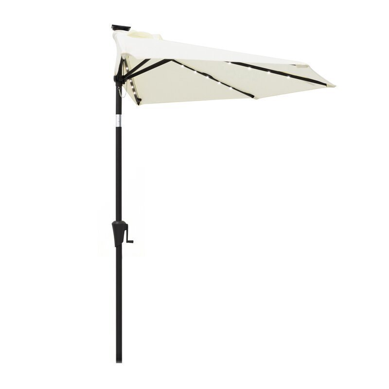 9 ft Half Round Outdoor Market Patio Table Umbrella with Tilt Outdoor Patio Poolside Sun Parasol Umbrella