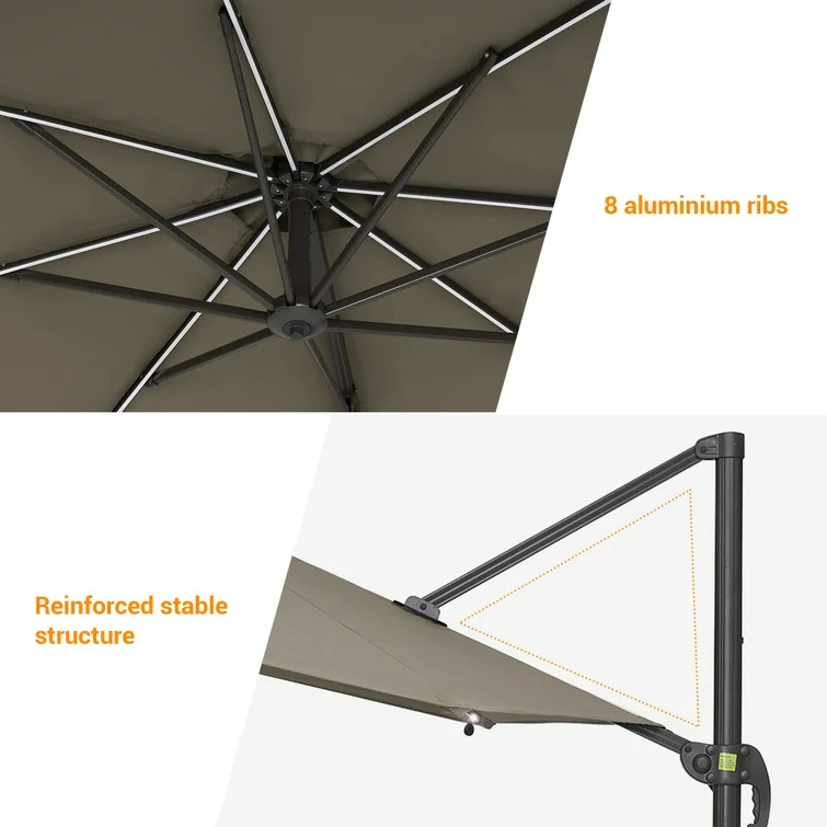 10 FT Outdoor Cantilever Patio Umbrella Garden Patio Parasol Sun Umbrella