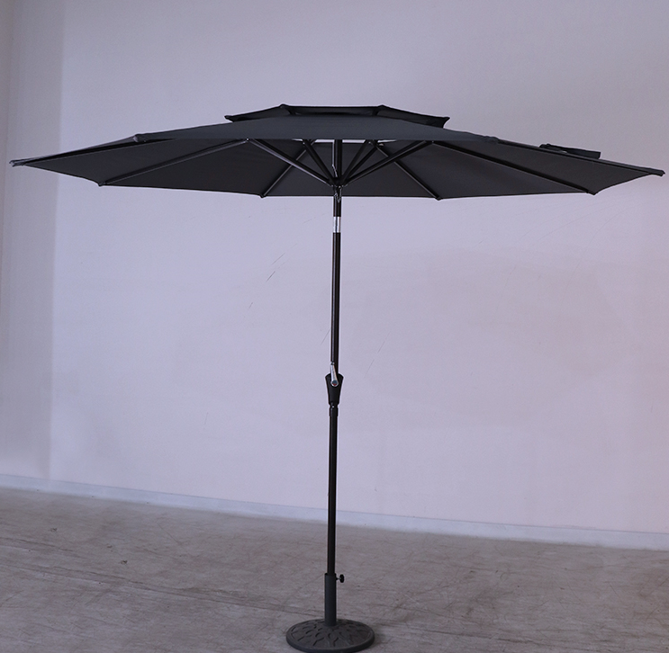 10ft 2 Tier Outdoor Patio Market Umbrella Outside Market Umbrella Sunshade Shelter for Patio Garden Poolside Lawn Courtyard