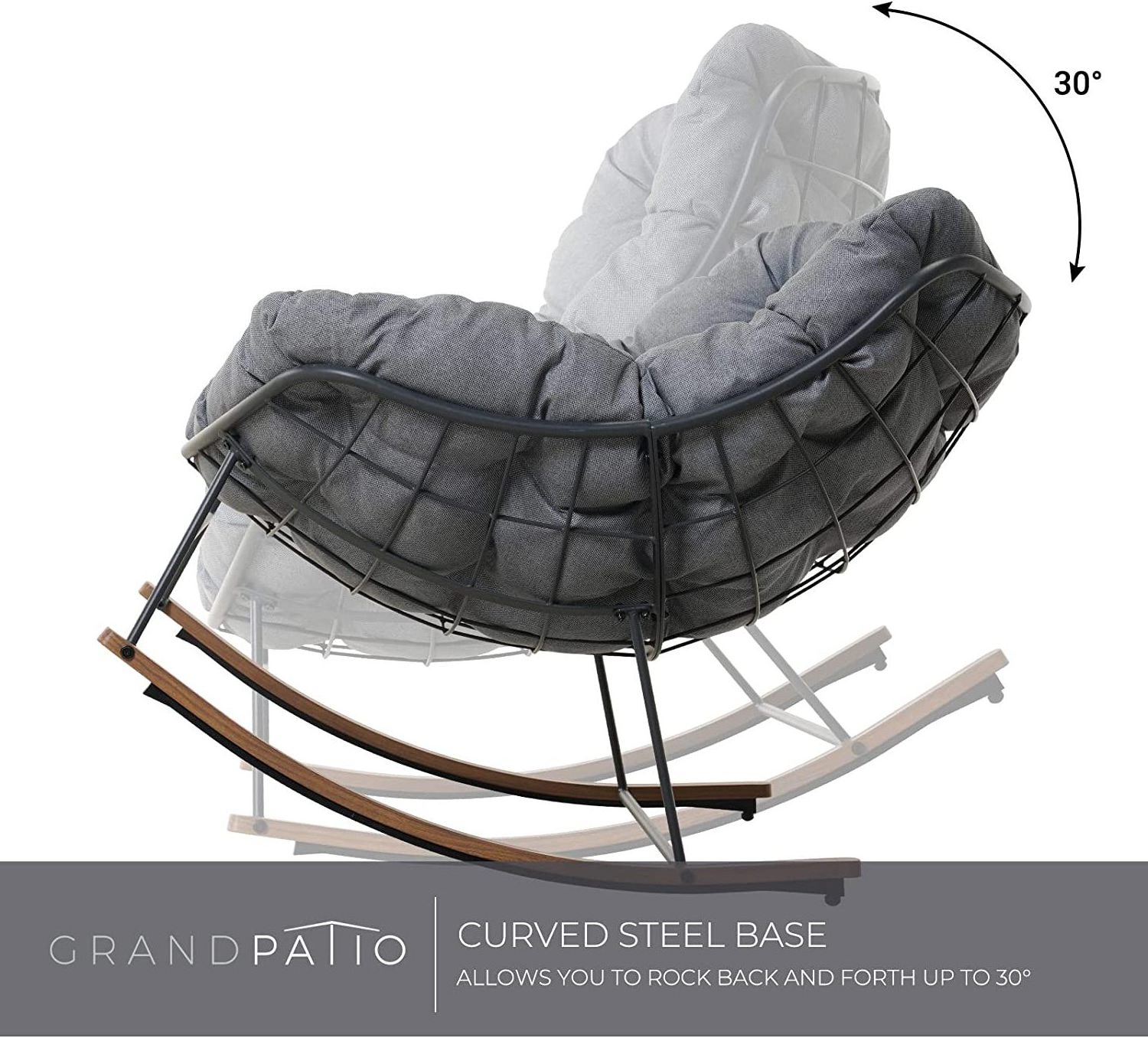 Patio Rocking Chair Garden Swing Chair Outdoor Rocking Lounge Chair with Cushion Metal Carton Steel Logo Modern Customized