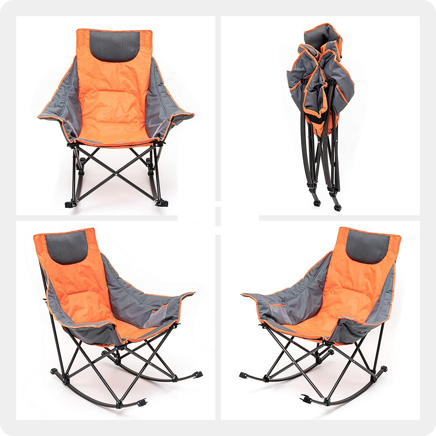 Portable Rocker Camp Chair Outdoor Camping Rocking Chair for Lawn/Outdoor/Picnic/Patio