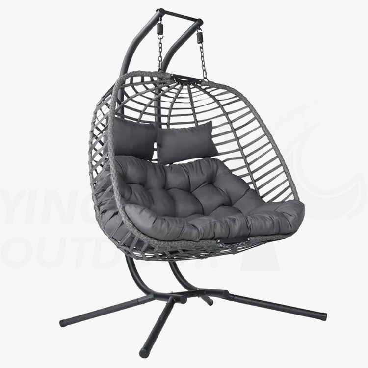 Outdoor Modern Patio Swing Egg Chair Folding Hanging Swing Chair Rattan Double Hanging Chair