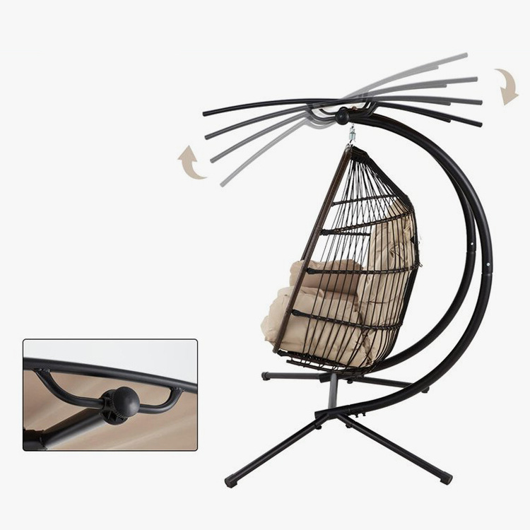 Luxury Outdoor Patio Swing Rattan Wicker Double Seat Loveseat Hanging Swing Egg Chair