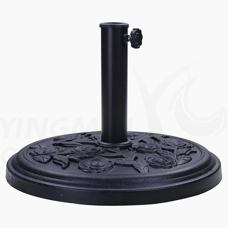 Outdoor Parasol Stand Garden Elegant Rose Decorative Pattern Round Patio Umbrella Base