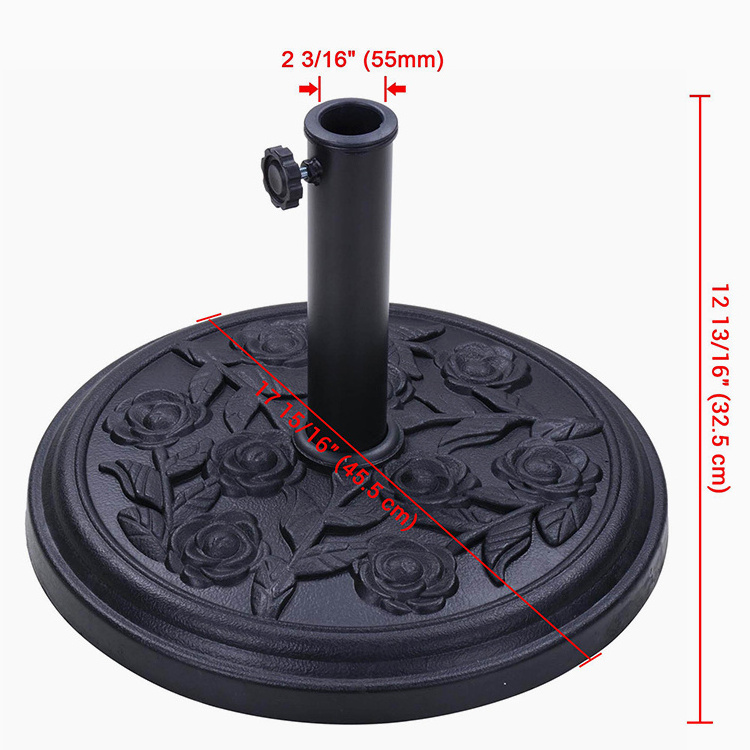 Outdoor Parasol Stand Garden Elegant Rose Decorative Pattern Round Patio Umbrella Base