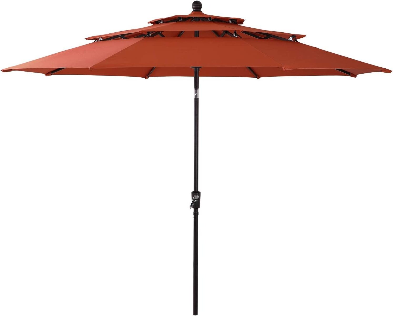 10ft 3 Tier Auto-tilt Patio Umbrella Outdoor Double Vented Umbrella Poolside Beach Parasol Sun Umbrella