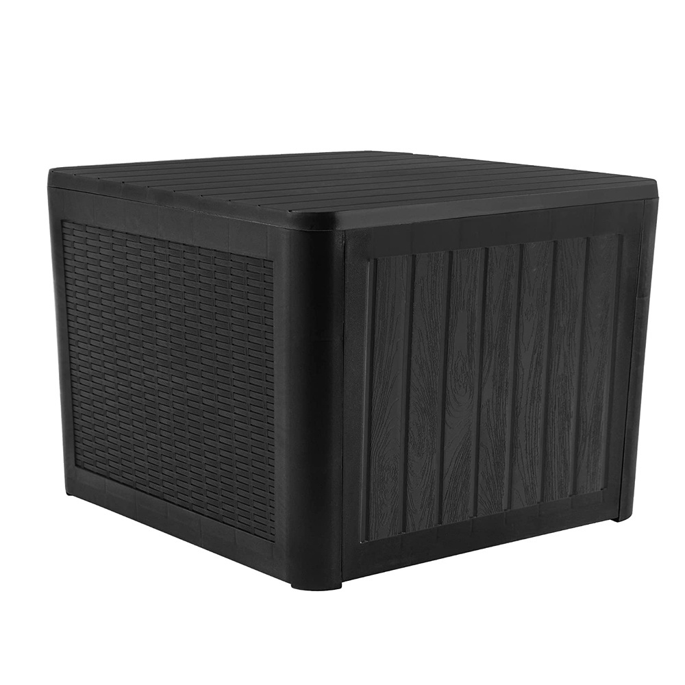 Outdoor Patio Storage Container Deck Box Garden Coffee Table with Storage Resin Rattan Patio Side Table