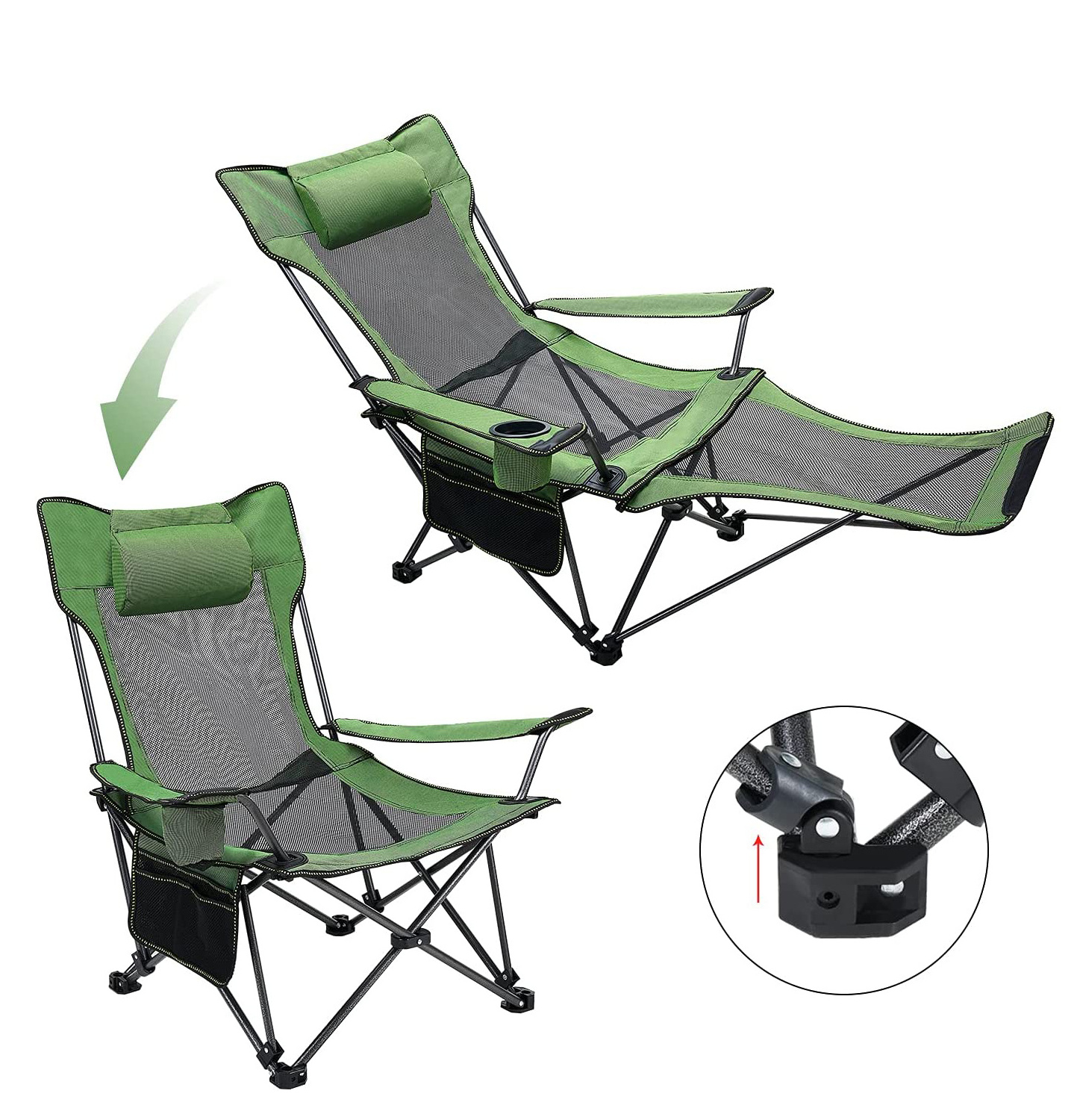 Outdoor Camping Folding Recliner Beach Chair Portable Chaise Mesh Lounge Chaise Chair