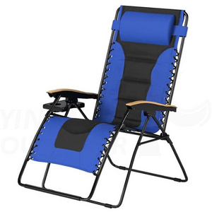 Outdoor Garden Patio Office Zero Gravity Recliner Folding Bed Comfortable Padded Head Rest Lounger Chair