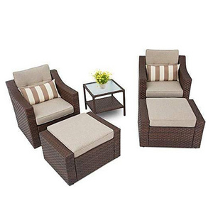 5-Piece Outdoor Sectional Couch Patio Garden Rattan Furniture Sofa Set Table and Chairs