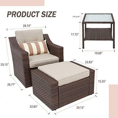 5-Piece Outdoor Sectional Couch Patio Garden Rattan Furniture Sofa Set Table and Chairs