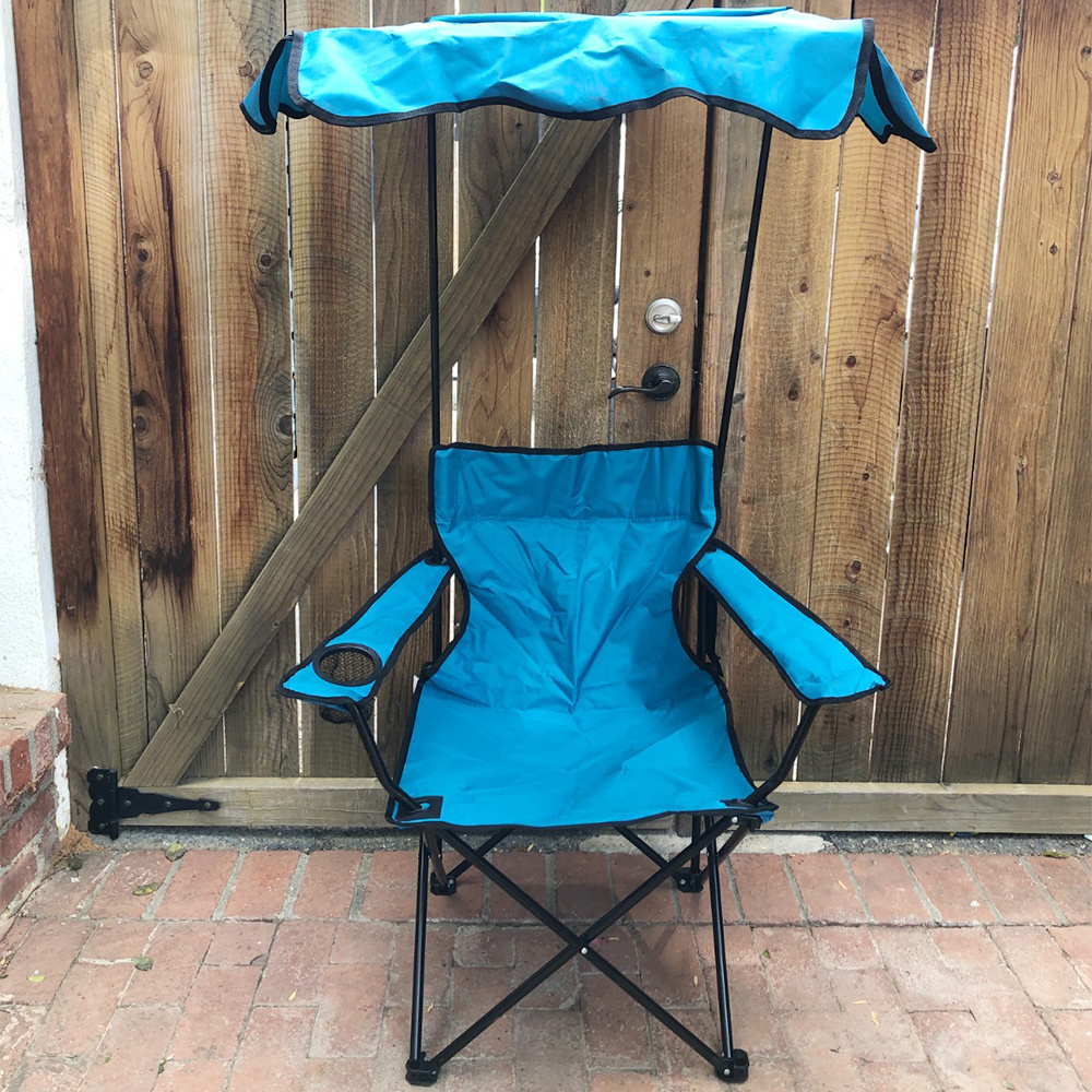 Outdoor Portable Folding Camping Chair Beach Moon Chair with Canopy Shade